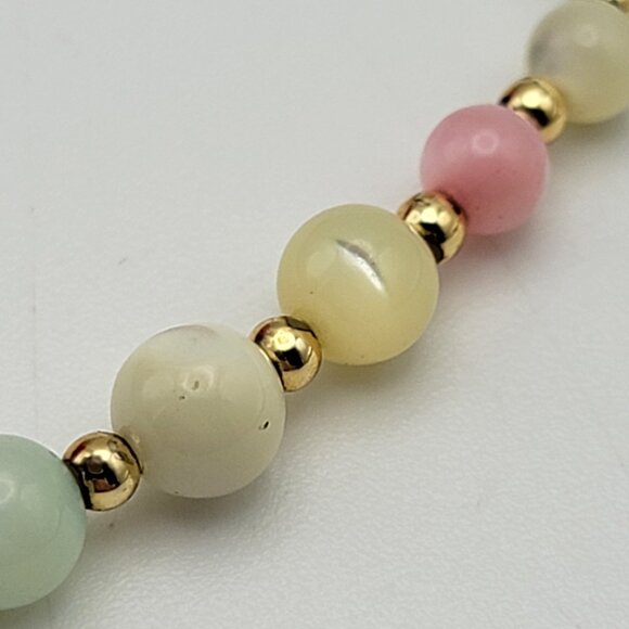 Vintage Multicolor Moonstone Beaded Necklace 16.5" Gold Plated Brass Spring Ring - Picture 4 of 8